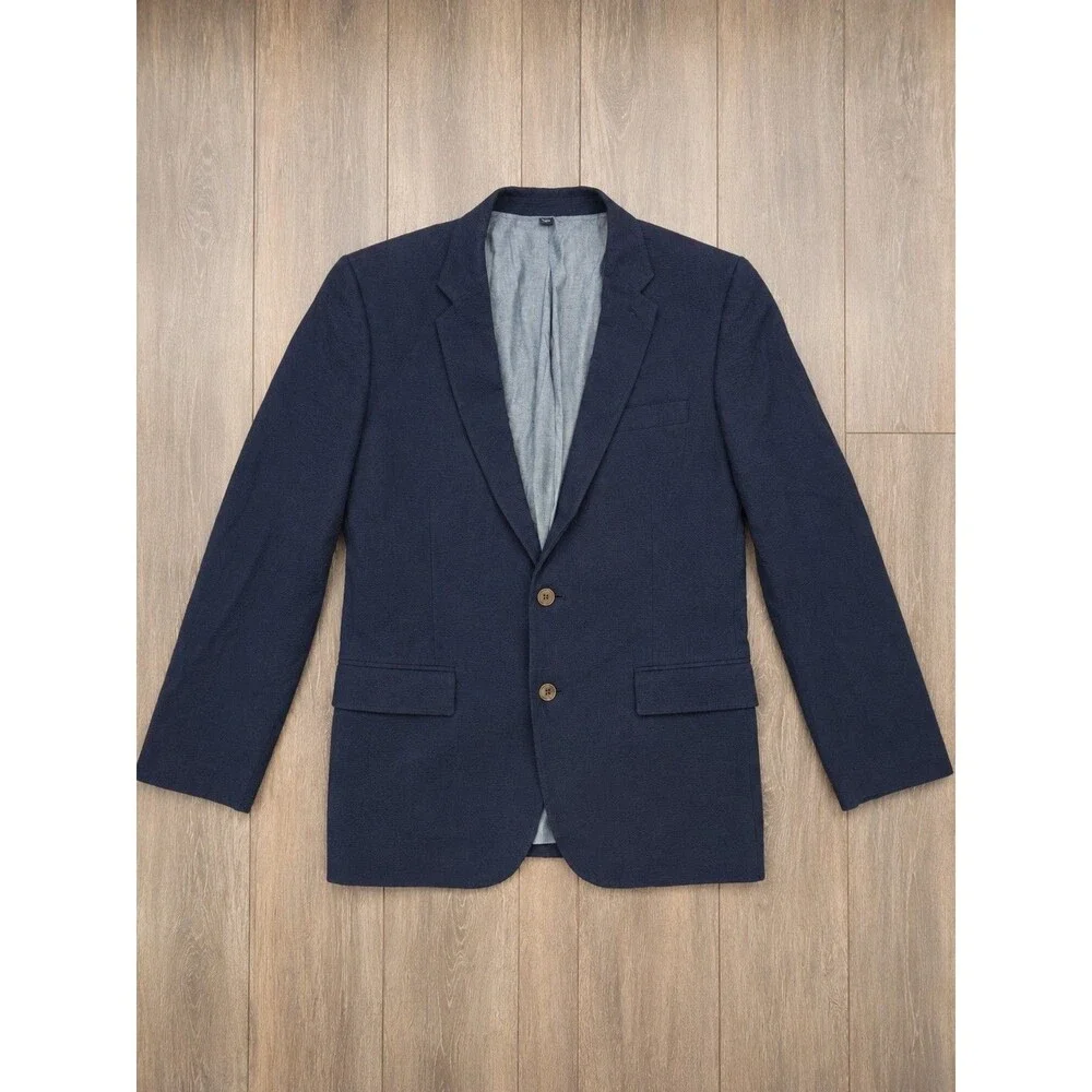 J.Crew Thompson Blazer Mens 40R Navy Textured Sport Coat 2 Button Preppy